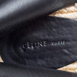 Pre Owned Celine Brown Leather Espadrille Wedge Platform Ankle Cuff Sandals Size 41