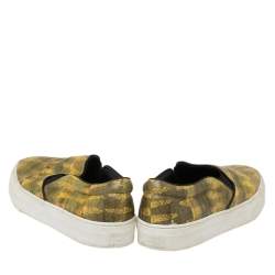Pre Owned Celine Yellow Leather Slip On Sneakers Size 40