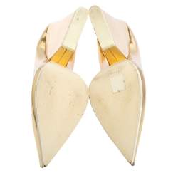 Pre Owned Celine Gold/White Patent Leather Pointed Toe Wedge Pumps Size 41