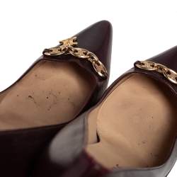 Pre Owned Celine Dark Brown Leather Charm Pumps Size 40