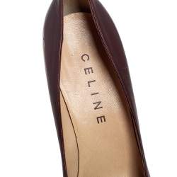 Pre Owned Celine Dark Brown Leather Charm Pumps Size 40