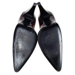 Pre Owned Celine Dark Brown Leather Charm Pumps Size 40