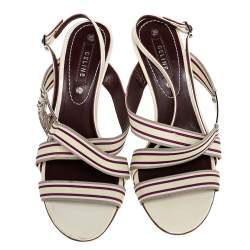 Celine Multicolor Leather Slingback Open Toe Sandals Size 37