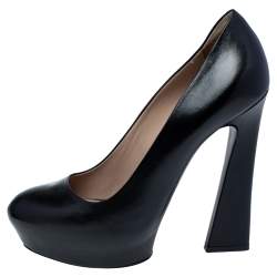 Pre Owned Celine Black Leather Platform Pumps Size 38
