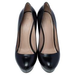 Pre Owned Celine Black Leather Platform Pumps Size 38