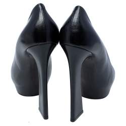 Pre Owned Celine Black Leather Platform Pumps Size 38