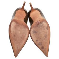 مملوكة مسبقًا Celine Olive Green Leather Pointed Toe Pumps Size 40