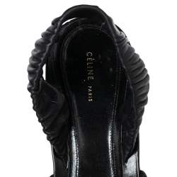 Pre Owned Céline Black Leather Slingback Block Heel Sandals Size 40