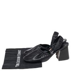 Pre Owned Céline Black Leather Slingback Block Heel Sandals Size 40