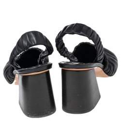 Pre Owned Céline Black Leather Slingback Block Heel Sandals Size 40