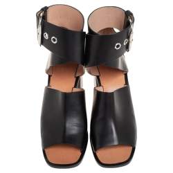 Pre Owned Celine Black Leather Buckle Ankle Strap Sandals Size 39.5
