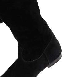 Pre Owned Celine Black Suede Fringe Thigh High Boots Size 39