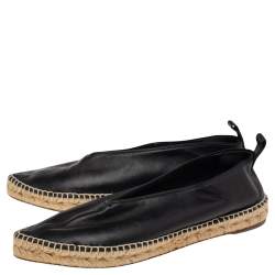 مملوكة مسبقًا حذاء إسبادريل فلات سيلين بابوش جلد أسود مقدمة مدببة مقاس 40