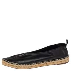 Celine Black Leather Babouche Pointed Toe Espadrilles Flats Size 40