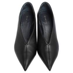 Pre Owned Celine Black Leather And Suede V Cut Pointed Toe Pumps Size 38.5