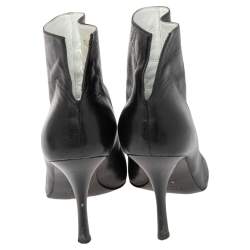 Celine Black Leather Pointed Toe Ankle Boots Size 37.5