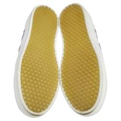 Pre Owned Céline White/Blue Check Canvas Slip On Sneakers Size 38
