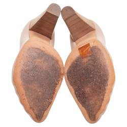 Pre Owned Celine Beige Leather Pedicure Block Heel Pumps Size 39