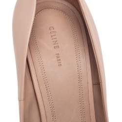Pre Owned Celine Beige Leather Pedicure Block Heel Pumps Size 39