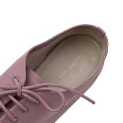 Pre Owned Celine Pink Leather Soft Dance Lace Up Oxford Size 37.5