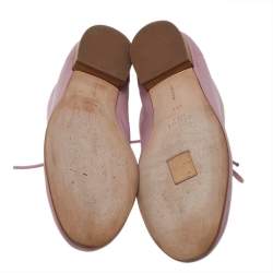 Pre Owned Celine Pink Leather Soft Dance Lace Up Oxford Size 37.5