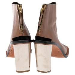 Pre Owned Céline Brown Leather Peep-Toe Ankle  Boots Size 41