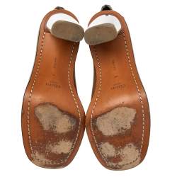 Pre Owned Céline Brown Leather Peep-Toe Ankle  Boots Size 41