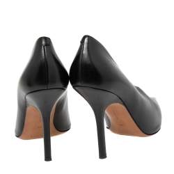 Pre Owned Celine Black Leather V Neck Pointed Toe Pumps Size 37
