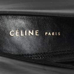 Pre Owned Celine Black Leather V Neck Pointed Toe Pumps Size 37