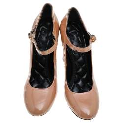 Celine Beige Patent Leather Mary Jane Pumps Size 37