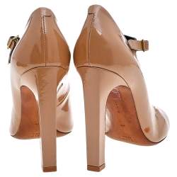 Celine Beige Patent Leather Mary Jane Pumps Size 37