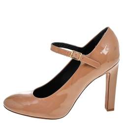 Celine Beige Patent Leather Mary Jane Pumps Size 37