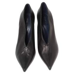 Pre Owned Celine Black Leather V Neck Pointed Toe Pumps Size 37