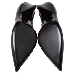 Pre Owned Celine Black Leather V Neck Pointed Toe Pumps Size 37