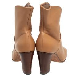 Pre Owned Celine Beige Leather Ankle Boots Size 37