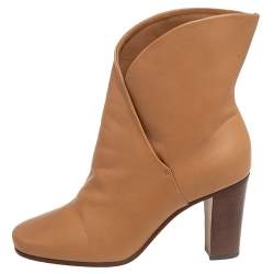 Pre Owned Celine Beige Leather Ankle Boots Size 37