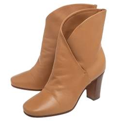 Pre Owned Celine Beige Leather Ankle Boots Size 37