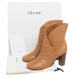 Pre Owned Celine Beige Leather Ankle Boots Size 37
