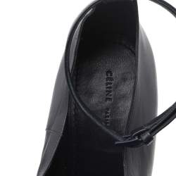 Pre Owned Celine Black Leather Ankle Length Block Heel Boots Size 38
