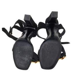 Pre Owned Celine Black Suede Ankle Strap Sandals Size 40