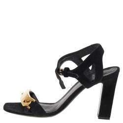 Pre Owned Celine Black Suede Ankle Strap Sandals Size 40