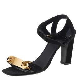 Pre Owned Celine Black Suede Ankle Strap Sandals Size 40