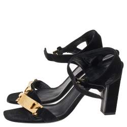 Pre Owned Celine Black Suede Ankle Strap Sandals Size 40