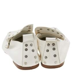 Celine White Leather Rivet Studs Loafers Size 36.5