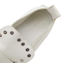 Celine White Leather Rivet Studs Loafers Size 36.5