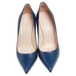 Pre Owned Celine Navy Blue Leather Pointed Toe Pumps Sie 36
