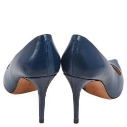 Pre Owned Celine Navy Blue Leather Pointed Toe Pumps Sie 36