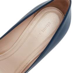 Pre Owned Celine Navy Blue Leather Pointed Toe Pumps Sie 36