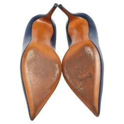 Pre Owned Celine Navy Blue Leather Pointed Toe Pumps Sie 36