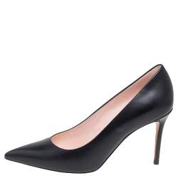 Pre Owned Celine Black Leather Pointed Toe Pumps Size 36